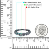 Crisscross Band Wedding Ring Round Pave Simulated Cubic Zirconia 925 Sterling Silver (4mm)