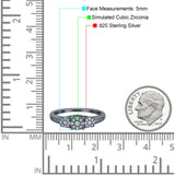 3 Flower Ring Wedding Engagement Band Round Pave Simulated Cubic Zirconia 925 Sterling Silver (5mm)