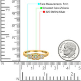 3 Flower Ring Wedding Engagement Band Round Pave Simulated Cubic Zirconia 925 Sterling Silver (5mm)