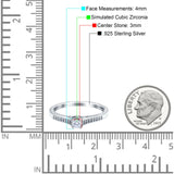 Solitaire Wedding Engagement Ring Band Round Pave Simulated Cubic Zirconia 925 Sterling Silver (4mm)
