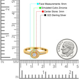 Art Deco Wedding Ring Band Round Pave Simulated Cubic Zirconia 925 Sterling Silver (8mm)