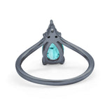 Pear Midi V Ring Wedding Ring Simulated Cubic Zirconia 925 Sterling Silver