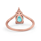 Pear Midi V Ring Wedding Ring Simulated Cubic Zirconia 925 Sterling Silver