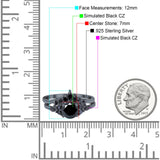 Two Piece Art Deco Wedding Vintage Black Marquise Round Simulated Cubic Zirconia 925 Sterling Silver