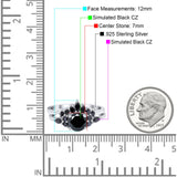 Two Piece Art Deco Wedding Vintage Black Marquise Round Simulated Cubic Zirconia 925 Sterling Silver