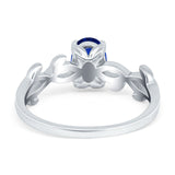 Oval Solitaire Art Deco Wedding Ring Simulated Cubic Zirconia 925 Sterling Silver