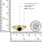 Vintage Style Round Simulated Cubic Zirconia Wedding Ring 925 Sterling Silver