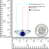 Vintage Style Round Simulated Cubic Zirconia Wedding Ring 925 Sterling Silver