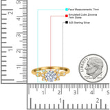 Vintage Style Round Simulated Cubic Zirconia Wedding Ring 925 Sterling Silver