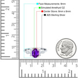 Vintage Style Oval Engagement Ring Simulated Cubic Zirconia 925 Sterling Silver