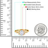 Vintage Style Oval Engagement Ring Simulated Cubic Zirconia 925 Sterling Silver