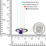 Vintage Round Engagement Ring Simulated Cubic Zirconia 925 Sterling Silver