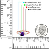 Vintage Round Engagement Ring Simulated Cubic Zirconia 925 Sterling Silver