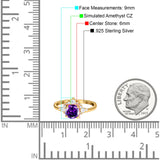 Vintage Round Engagement Ring Simulated Cubic Zirconia 925 Sterling Silver