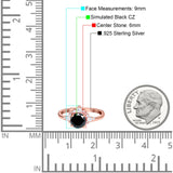 Vintage Round Engagement Ring Simulated Cubic Zirconia 925 Sterling Silver