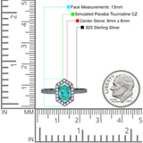 Halo Oval Engagement Ring Simulated Cubic Zirconia 925 Sterling Silver