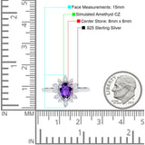 Halo Teardrop Engagement Ring Simulated Cubic Zirconia 925 Sterling Silver