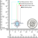 Halo Teardrop Engagement Ring Simulated Cubic Zirconia 925 Sterling Silver