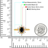 Halo Teardrop Engagement Ring Simulated Cubic Zirconia 925 Sterling Silver
