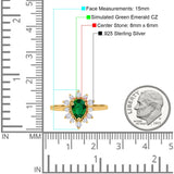 Halo Teardrop Engagement Ring Simulated Cubic Zirconia 925 Sterling Silver