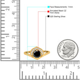 Filigree Engagement Ring Round Simulated Cubic Zirconia 925 Sterling Silver