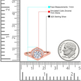 Filigree Engagement Ring Round Simulated Cubic Zirconia 925 Sterling Silver
