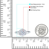 Filigree Engagement Ring Round Simulated Cubic Zirconia 925 Sterling Silver
