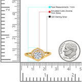 Filigree Engagement Ring Round Simulated Cubic Zirconia 925 Sterling Silver