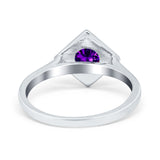 Round Solitaire Engagement Ring Simulated Cubic Zirconia 925 Sterling Silver