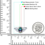 Oval Art Deco Engagement Ring Round Simulated Cubic Zirconia 925 Sterling Silver