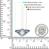 Oval Art Deco Engagement Ring Round Simulated Cubic Zirconia 925 Sterling Silver