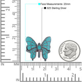 Beautiful Butterfly Ring Solitaire Simulated Turquoise 925 Sterling Silver