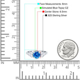 Filigree Wedding Ring Round Simulated Cubic Zirconia 925 Sterling Silver