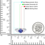 Filigree Wedding Ring Round Simulated Cubic Zirconia 925 Sterling Silver