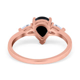 Three Stone Teardrop Engagement Ring Simulated Cubic Zirconia 925 Sterling Silver