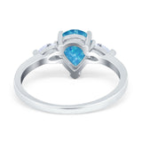 Three Stone Teardrop Engagement Ring Simulated Cubic Zirconia 925 Sterling Silver