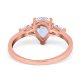 Three Stone Teardrop Engagement Ring Simulated Cubic Zirconia 925 Sterling Silver