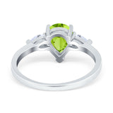 Three Stone Teardrop Engagement Ring Simulated Cubic Zirconia 925 Sterling Silver