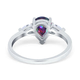 Three Stone Teardrop Engagement Ring Simulated Cubic Zirconia 925 Sterling Silver