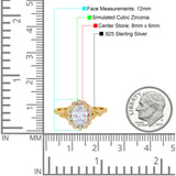 Vintage Oval Engagement Ring Simulated Cubic Zirconia 925 Sterling Silver