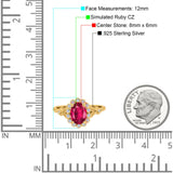 Vintage Oval Engagement Ring Simulated Cubic Zirconia 925 Sterling Silver