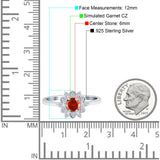 Halo Floral Engagement Ring Round Simulated Cubic Zirconia 925 Sterling Silver