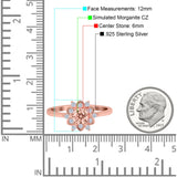 Halo Floral Engagement Ring Round Simulated Cubic Zirconia 925 Sterling Silver
