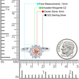 Halo Floral Engagement Ring Round Simulated Cubic Zirconia 925 Sterling Silver