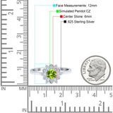 Halo Floral Engagement Ring Round Simulated Cubic Zirconia 925 Sterling Silver