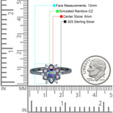 Halo Floral Engagement Ring Round Simulated Cubic Zirconia 925 Sterling Silver
