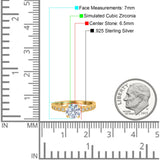 Solitaire Accent Wedding Ring Round Simulated Cubic Zirconia 925 Sterling Silver