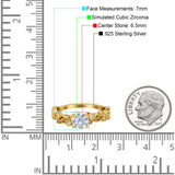 Filigree Art Deco Wedding Ring Round Simulated Cubic Zirconia 925 Sterling Silver