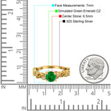 Filigree Art Deco Wedding Ring Round Simulated Cubic Zirconia 925 Sterling Silver