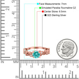 Filigree Art Deco Wedding Ring Round Simulated Cubic Zirconia 925 Sterling Silver